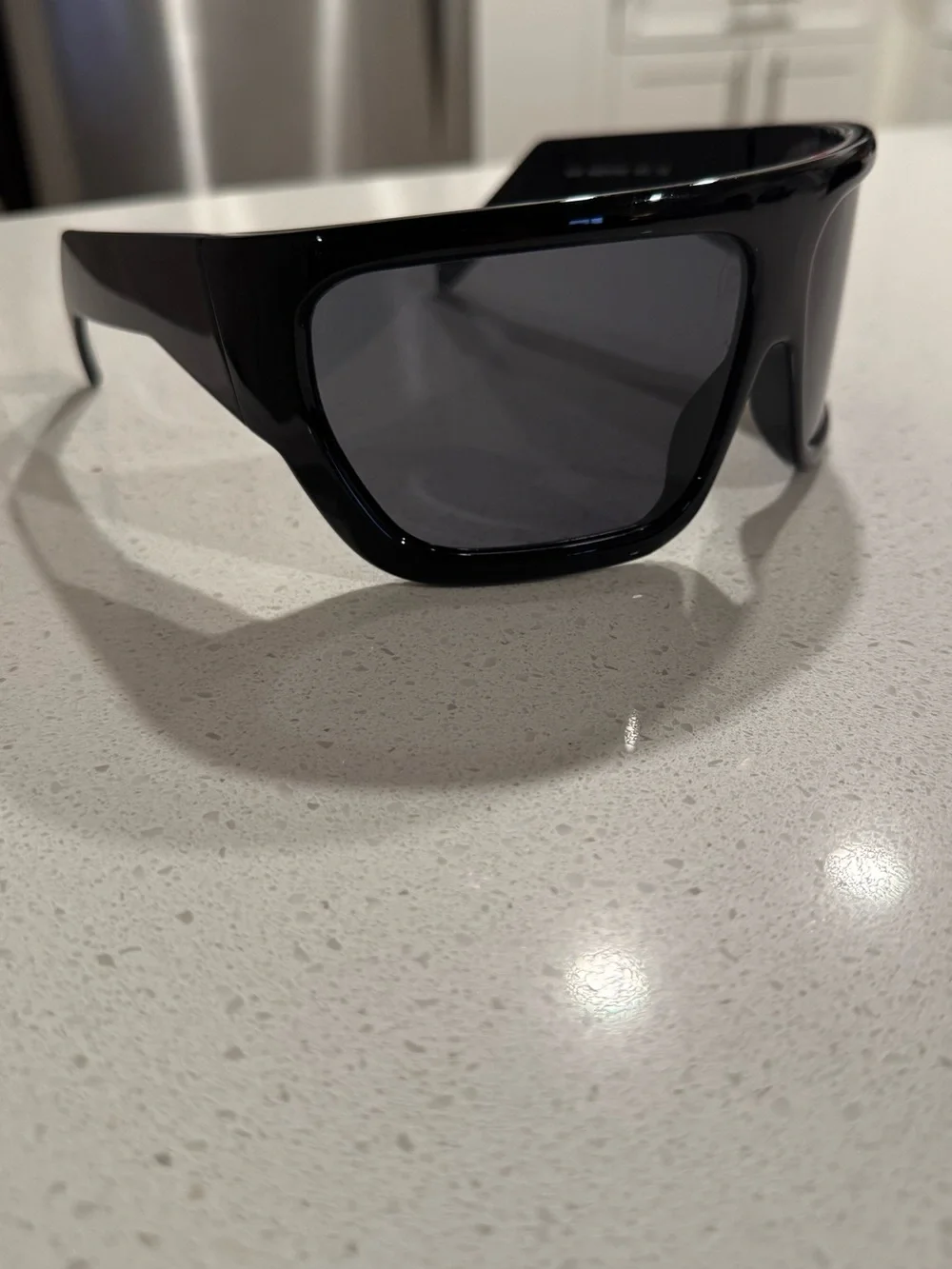 Rick Owens Davis Shield Sunglasses in Glossy Black
